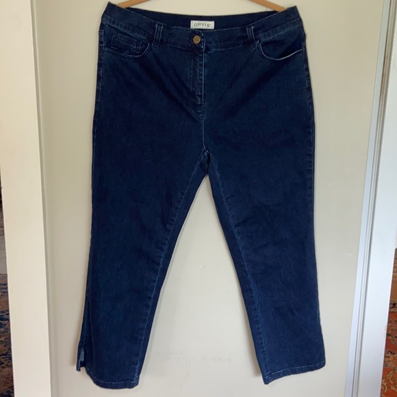 ORVIS NWOT Dark Blue Denim Jeans Capri Straight Cut - Picture 8 of 16